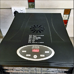 Food dehydrator top, showing control panel.